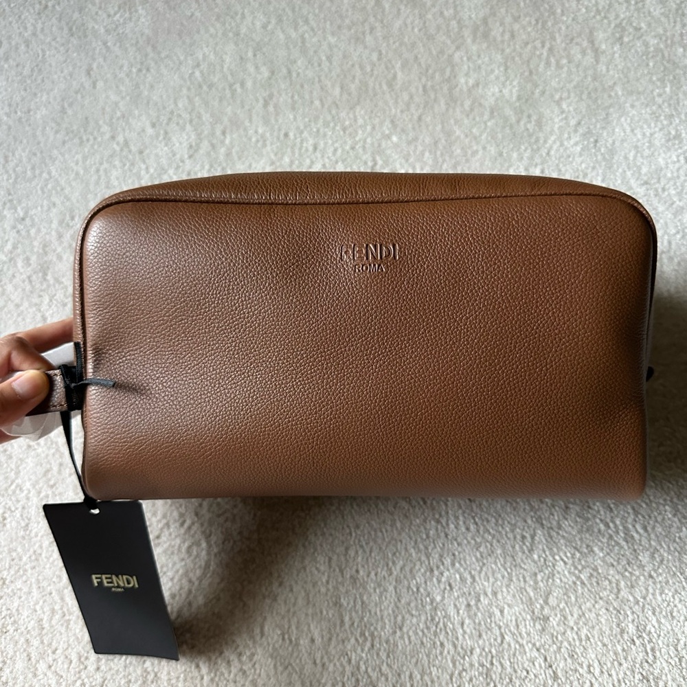 Fendi Polished Pebble Leather Toiletry/Dopp Kit